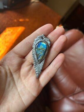 Polymer clay and labradorite pendant